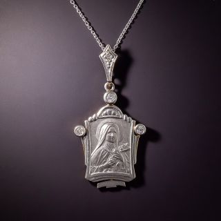 Saint Teresa Medallion Pendant with Diamonds - 1