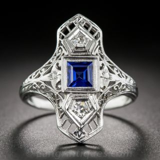 Sapphire and Diamond Art Deco Dinner Ring