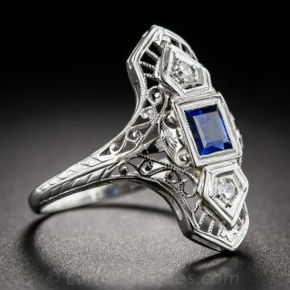 Sapphire and Diamond Art Deco Dinner Ring