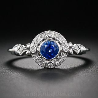 Sapphire and Diamond Art Deco Style Ring