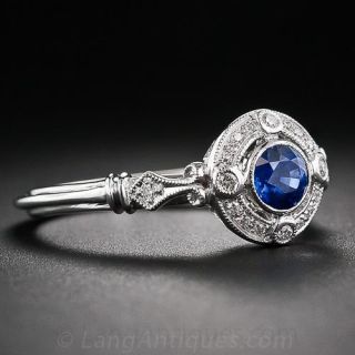 Sapphire and Diamond Art Deco Style Ring
