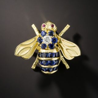 Sapphire and Diamond Bee Pin with Ruby Eyes by Rosenthal
