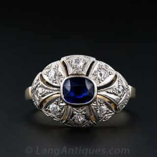Vintage Diamond Sapphire Ring 