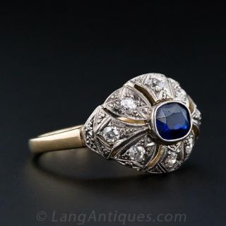 Sapphire and Diamond Bombe Ring