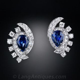 Sapphire and Diamond Clip Earrings