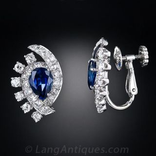 Sapphire and Diamond Clip Earrings