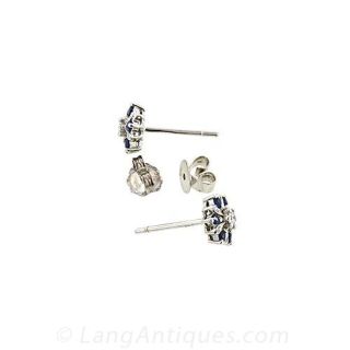 Sapphire and Diamond Cluster Earrings