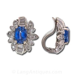 Sapphire and Diamond Cluster Earrings