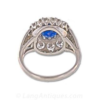 Sapphire and Diamond Cluster Ring