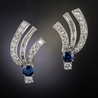 Sapphire and Diamond Drop Earrings