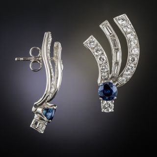 Sapphire and Diamond Drop Earrings