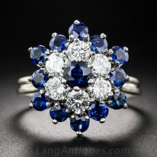 Sapphire and Diamond Flower ring