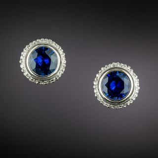 Sapphire and Diamond Stud Earrings - 2