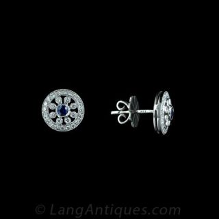 Sapphire and Diamond Stud Earrings