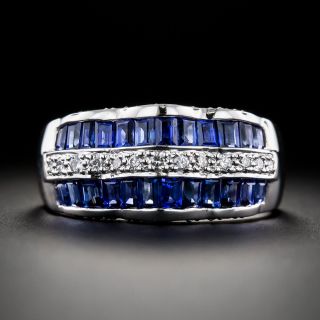 Sapphire and Diamond Three Row Ruffle Band - 3