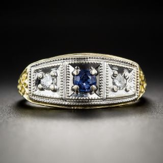 Sapphire and Diamond Three-Stone Ring
