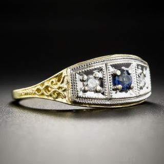 Sapphire and Diamond Three-Stone Ring