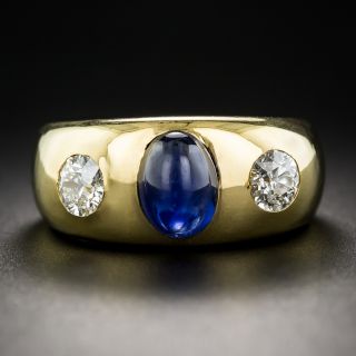 Sapphire and Diamond Three-Stone Ring, French - 2