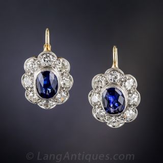 Sapphire and Diamond Vintage Style Earrings
