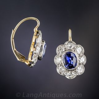 Sapphire and Diamond Vintage Style Earrings
