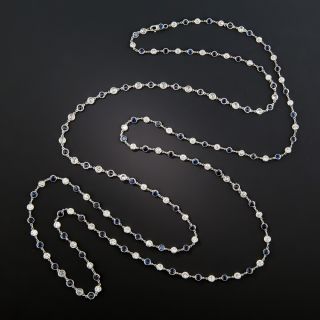 Sapphire and Diamonds 'By-The-Yard' Long Platinum Chain Necklace