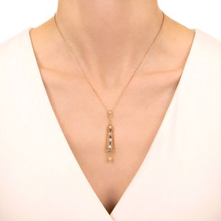 Sapphire and Pearl Drop Necklace, Circa 1900