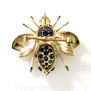 Sapphire Bumble Bee Brooch / Pendant