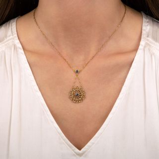Sapphire Dangle Necklace, Circa 1900
