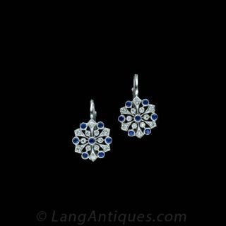 Sapphire   Diamond Drop Earrings Main View