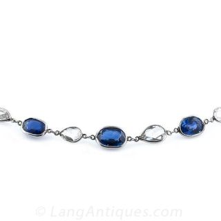 Sapphire, Diamond, Platinum Chain Necklace