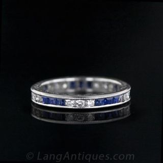 Sapphire Diamond & Platinum Eternity Band