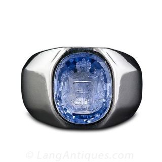 Sapphire Intaglio Vintage Gents Ring