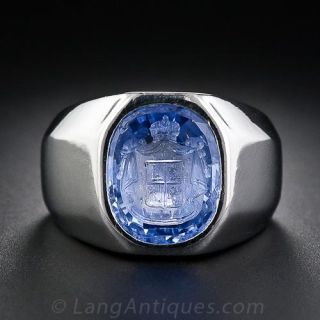 Sapphire Intaglio Vintage Gents Ring