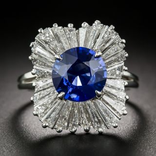 Sapphire, Platinum and Diamond Ballerina Ring