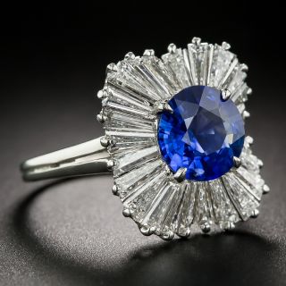 Sapphire, Platinum and Diamond Ballerina Ring