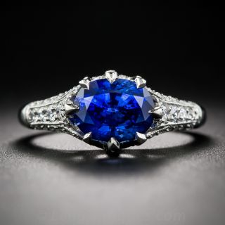 Sapphire, Platinum and Diamond Vintage Style Ring