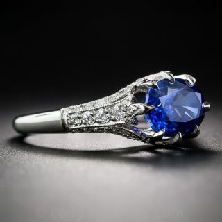 Sapphire, Platinum and Diamond Vintage Style Ring