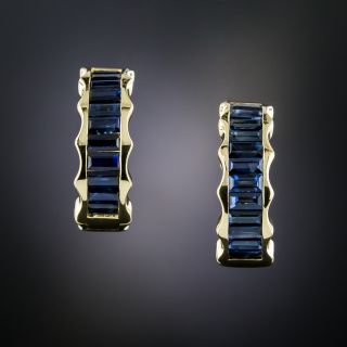 Sapphire Wavy Hoop Earrings - 1