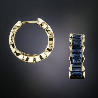 Sapphire Wavy Hoop Earrings