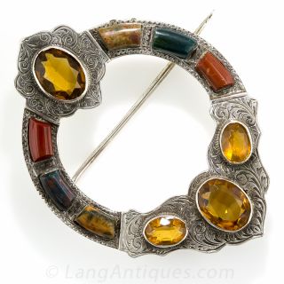Scottish Agate and Citrine Brooch