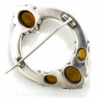 Scottish Agate and Citrine Brooch