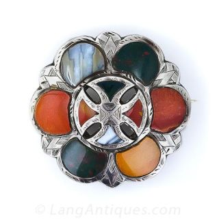 Scottish Agate Shield Brooch