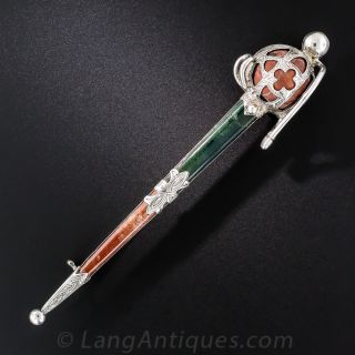 Scottish Agate Sword Brooch - 1