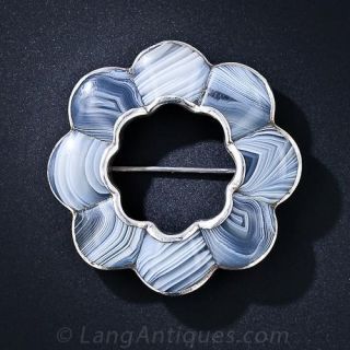 Scottish Montrose Agate Circle Brooch