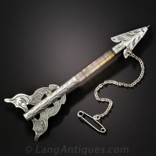 Scottish Silver Agate Arrow Brooch