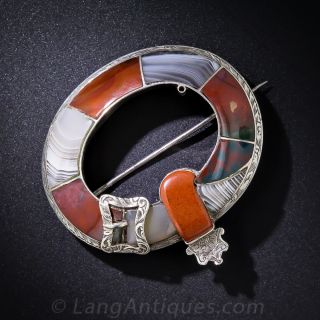 Scottish Silver and Agate Garter Brooch - 1