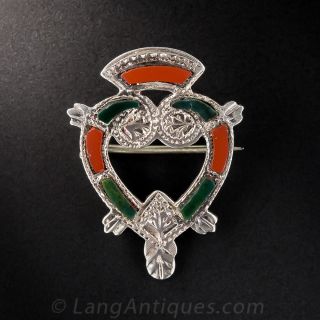Scottish Silver and Agate Luckenbooth Brooch