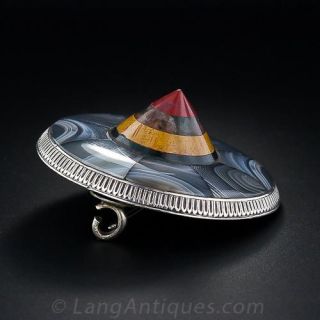 Scottish Victorian Banded Agate Shield Pin