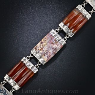 Scottish Victorian Silver and Agate Buckle Bracelet