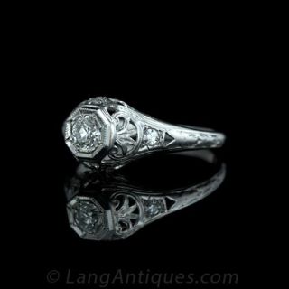 Scroll and Swag Motif Art Deco Diamond Ring